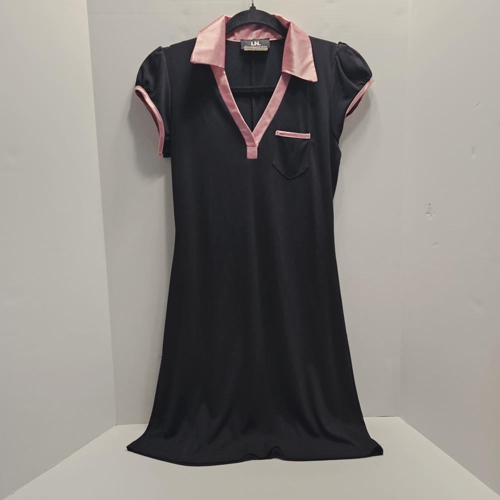 I.N. San Francisco Black Dress with Pink Trim